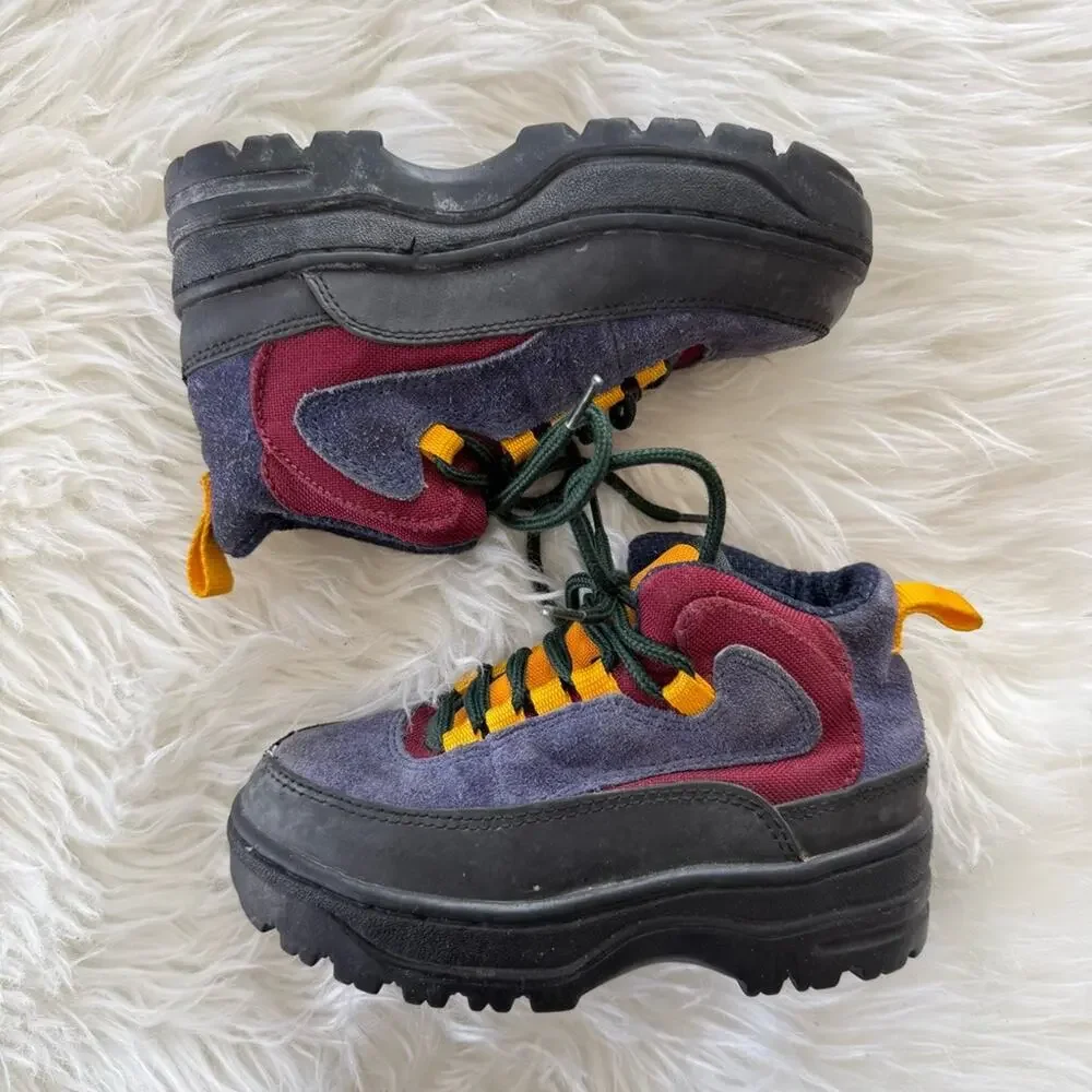 Gymboree Vintage 90s Boys Boots Shoes Colorblock Retro Low Hiking Chunky Unisex
